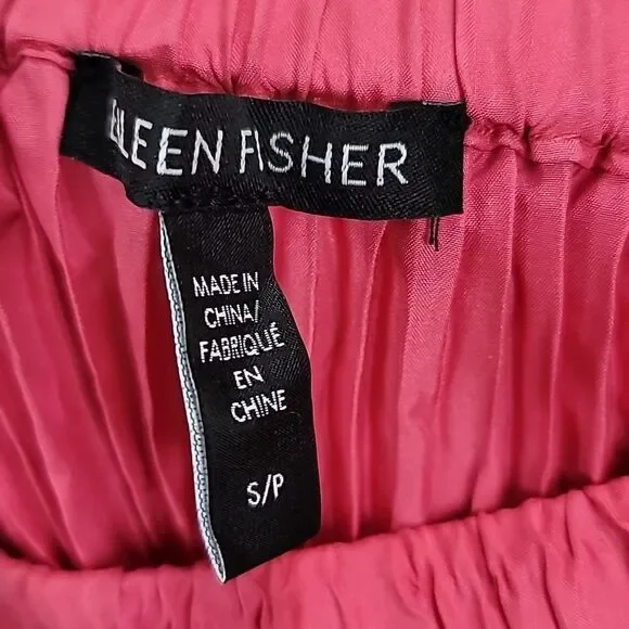 EILEEN FISHER Crinkled Plissé Silk Midi Skirt Size Small - Picture 5 of 6